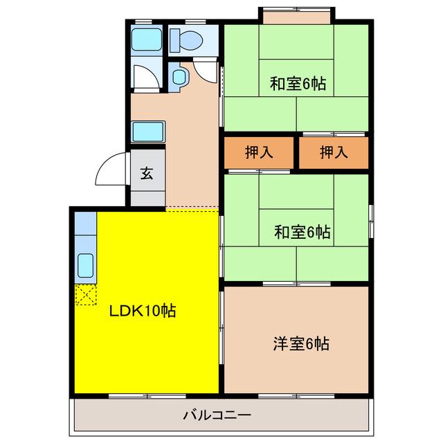プレアール大垣東前(3LDK/4階)の間取り写真