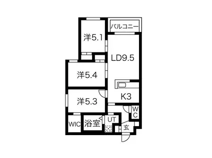 オランジュ(3LDK/3階)の間取り写真