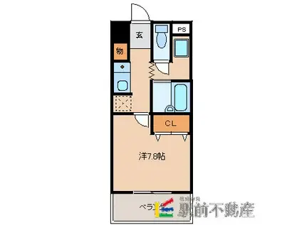 ネバーランドぶどうの樹(1K/4階)の間取り写真