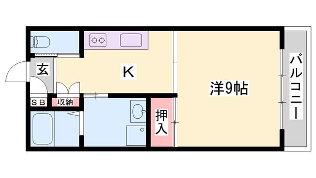 カリヨン三蔵田(1K/2階)の間取り写真