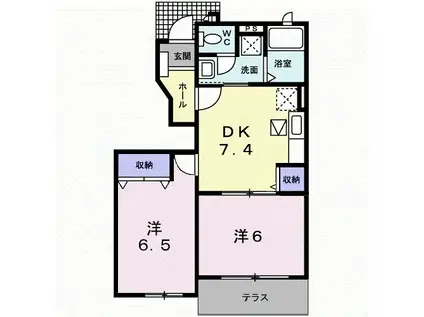 アビエテルノIII(2DK/1階)の間取り写真