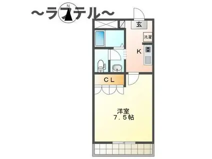 アイリスハイム(1K/2階)の間取り写真