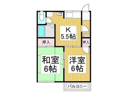 メイコーヒルズC(2K/2階)の間取り写真