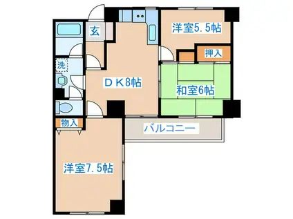 トダフレンズ48(3DK/8階)の間取り写真