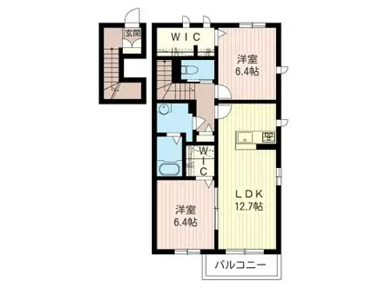 スパローハウス七番舘 B(2LDK/2階)の間取り写真