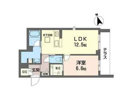 オーツー(1LDK/1階)の間取り写真