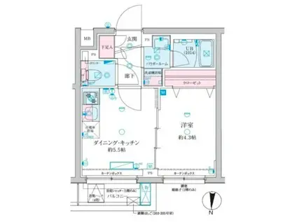 ジェノヴィア京成立石V(1DK/4階)の間取り写真