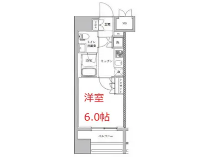 ライジングプレイス川崎(1K/2階)の間取り写真