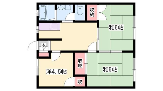 サンシティー北新在家 A棟(3K/2階)の間取り写真