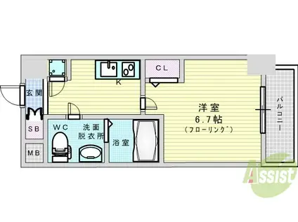 アドバンス新大阪ラシュレ(1K/8階)の間取り写真