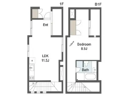 MAISON DU DIX-HUIT メゾン・デュ・ディズイット(1LDK/B1階)の間取り写真