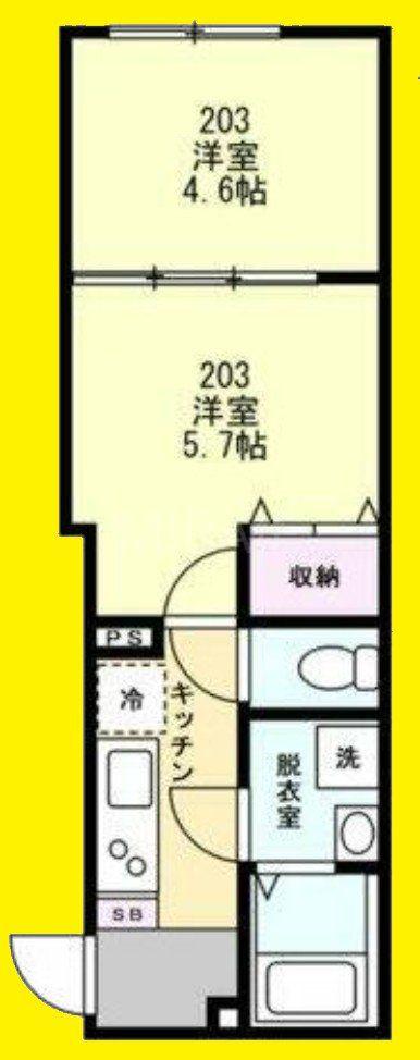 湘南辻堂テラス(2K/2階)の間取り写真