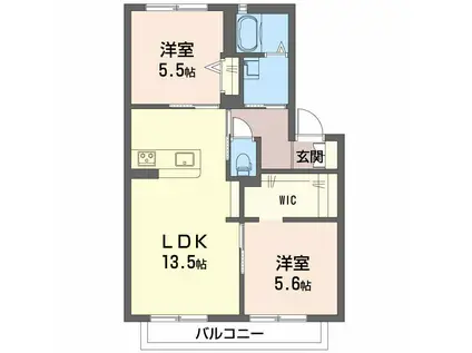 ボナールウエスト(2LDK/2階)の間取り写真