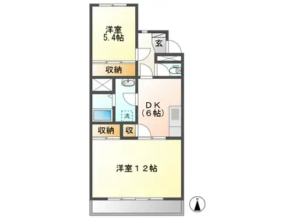 ルミエール若森 II(2LDK/2階)の間取り写真