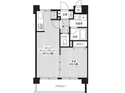 ブランネージュ多摩川(1LDK/4階)の間取り写真