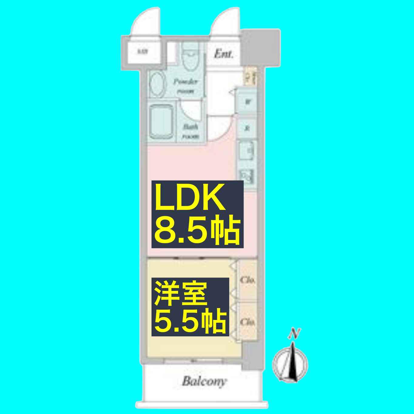 プラウランド堀田(1LDK/7階)の間取り写真