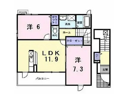 カーサ イリ―デ(2LDK/2階)の間取り写真