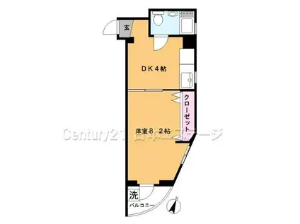 シャンボール旗の台(1DK/11階)の間取り写真