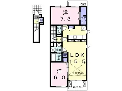 クレール カンパーニュ(2LDK/2階)の間取り写真
