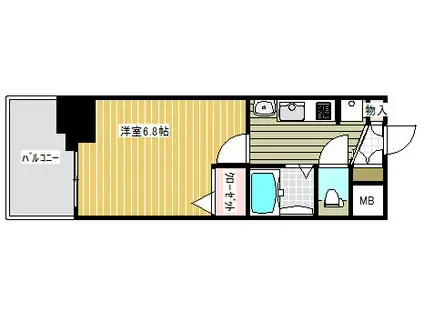 エステムコート神戸ハーバーランド前Ⅳベイライト(1K/11階)の間取り写真