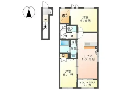 アステルセゾンβ(2LDK/2階)の間取り写真