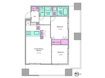 &40628町プレイス(2LDK/11階)の間取り写真