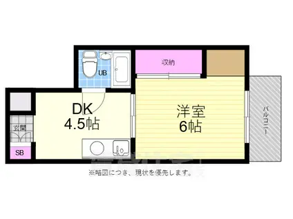 レジデンスⅡYASUDA(1DK/1階)の間取り写真