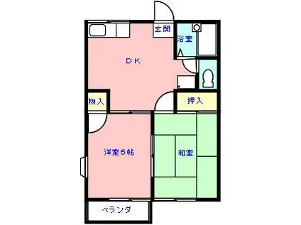 リバーサイドハイツ(2DK/2階)の間取り写真