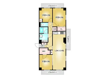 グリーンハイツ外堀通(3LDK/6階)の間取り写真