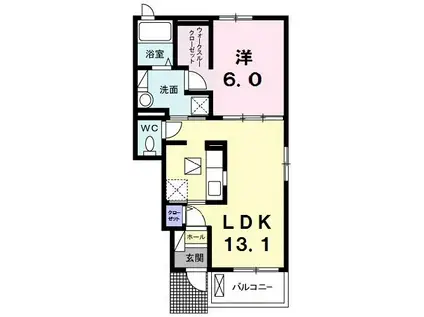 フレンドリー優II(1LDK/1階)の間取り写真