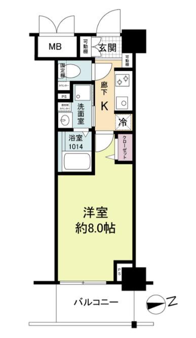 ブランシエスタ明石(1K/8階)の間取り写真