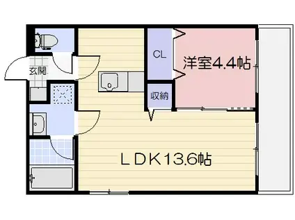 岡山電軌清輝橋線 清輝橋駅 バス乗車時間:6分 最寄りバス停で下車 徒歩8分 3階建 築12年(1LDK/1階)の間取り写真