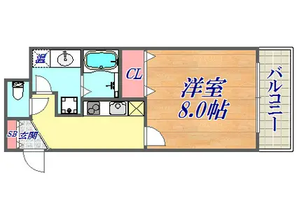 アドバンス三宮Ⅱライズ(1K/5階)の間取り写真