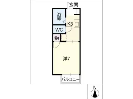 コートウエスト(1K/2階)の間取り写真