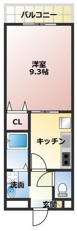 アンプルールフェールGLANDMOB(1K/2階)の間取り写真