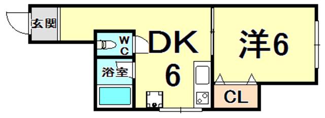 CONCORD KOSHIEN(1DK/3階)の間取り写真