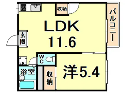 山本ハイツ(1LDK/2階)の間取り写真