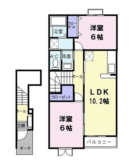 メゾン清里(2LDK/2階)の間取り写真