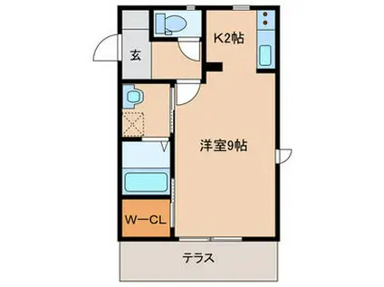 プランドールII(1K/1階)の間取り写真