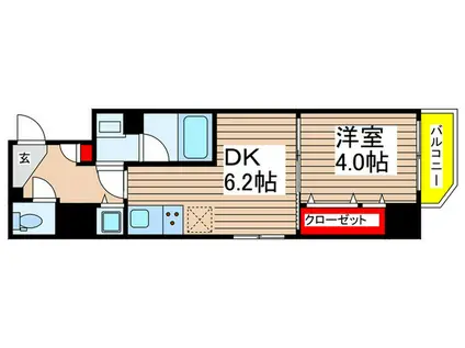 ラグゼナ八千代台(1DK/5階)の間取り写真