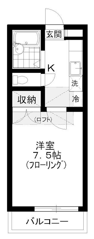 ラ・シャンブルクレールII(1K/2階)の間取り写真