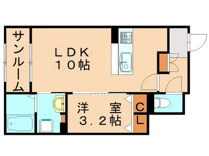 ラ・グリシーヌ(1LDK/1階)の間取り写真