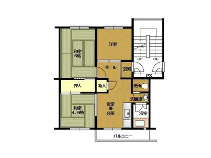 伊川谷4号棟(3DK/4階)の間取り写真