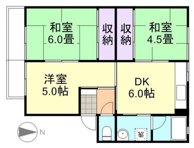 ハーベスト川入(3DK/2階)の間取り写真