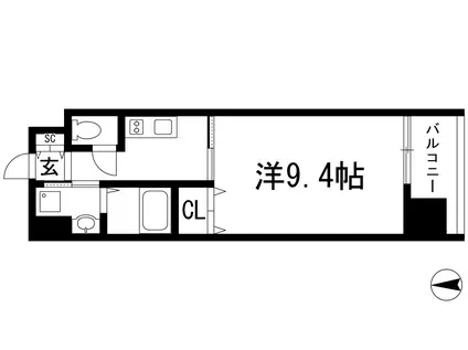 ドルチェヴィータ池田DUE(1K/7階)の間取り写真