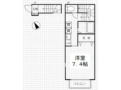 コーポアレスⅡ(1K/2階)の間取り写真
