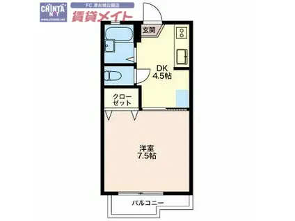 YYシーサイドパレス壱番館(1DK/1階)の間取り写真