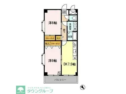 シャイニーヒル(2DK/4階)の間取り写真