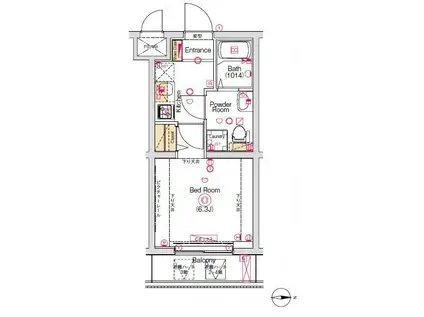 ヴォーガコルテ大崎(1K/1階)の間取り写真