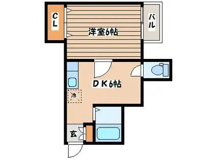 リーベンス二日町(1DK/4階)の間取り写真